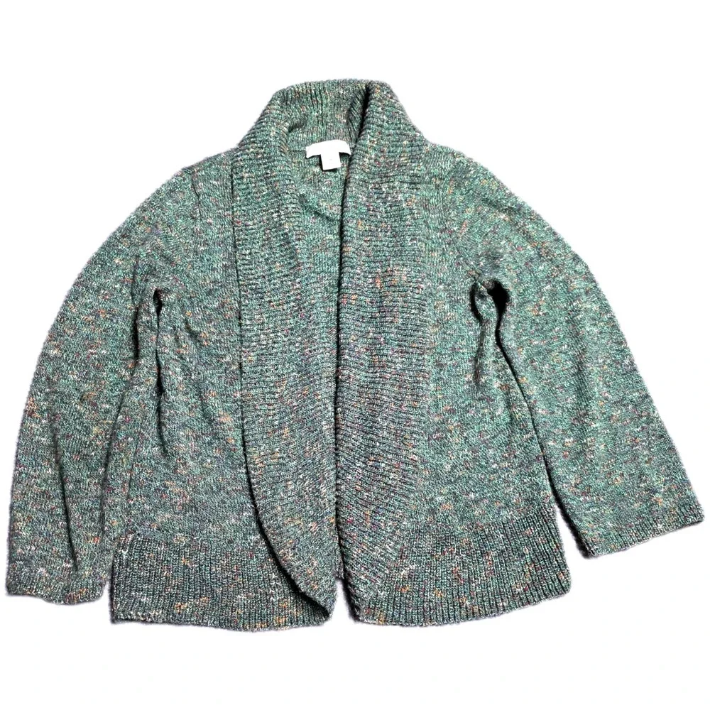 Christopher & Banks Multi Marled‎ Cardigan Women's Size M Green Shawl Collar